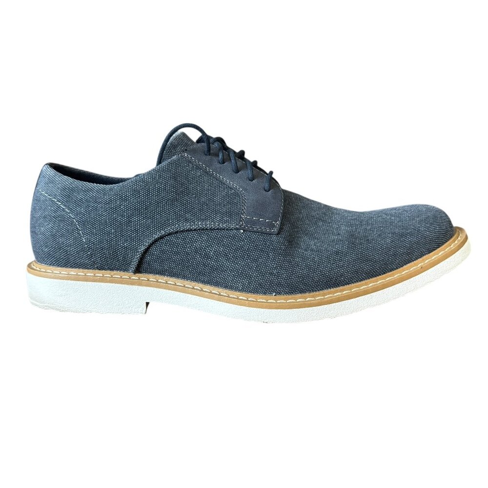 George men's blue canvas lace-up oxford shoe with a white sole